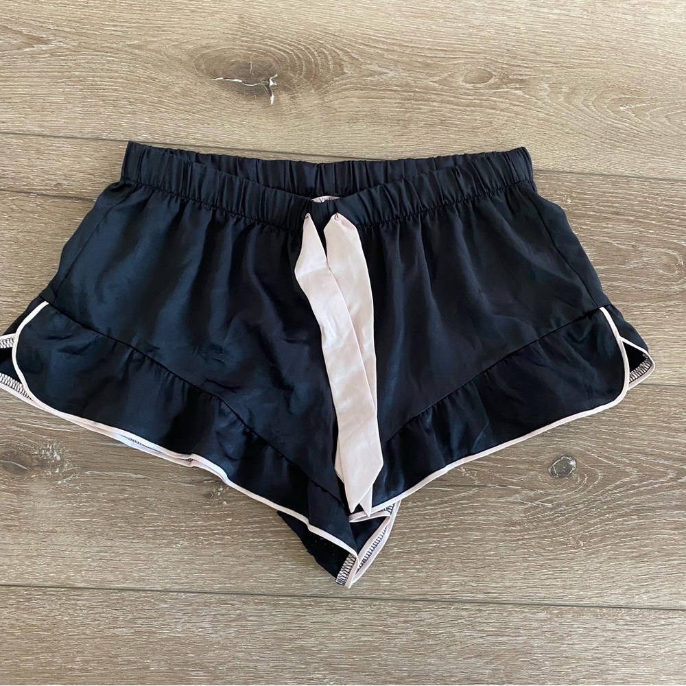 Black Women's Sleep Shorts with Pink Trim sz. S